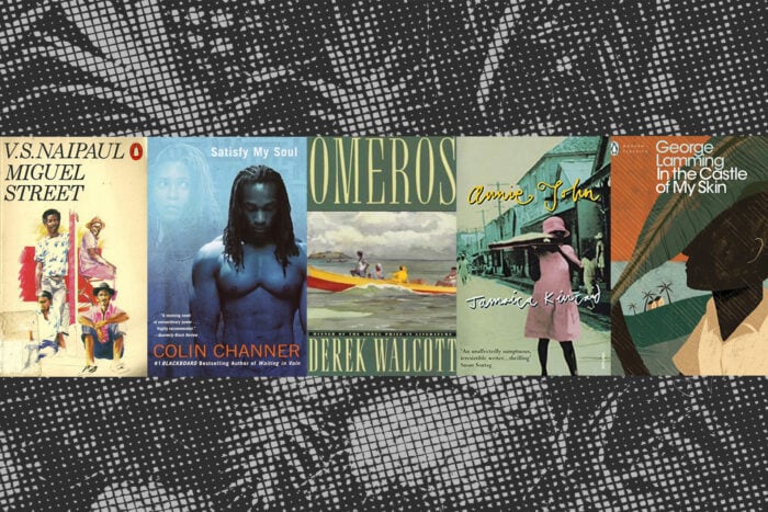 book covers from five authors writing about the Caribbean